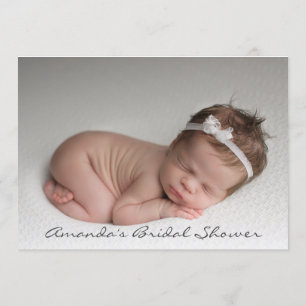Baby Girl Shower Feet Glitter White Pink Photo Invitation