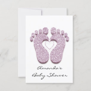 Baby Girl Shower Feet White Minimalism Invitation