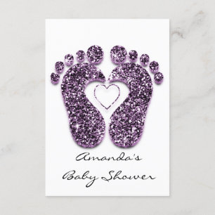 Baby Girl Shower Feet White Minimalism Violet Invitation