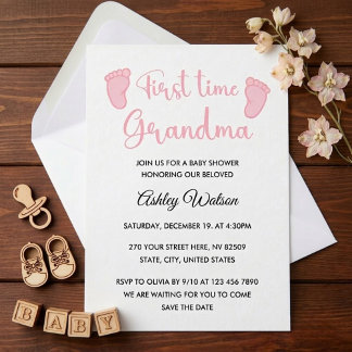 Baby Girl Shower First Time Grandma Invitation