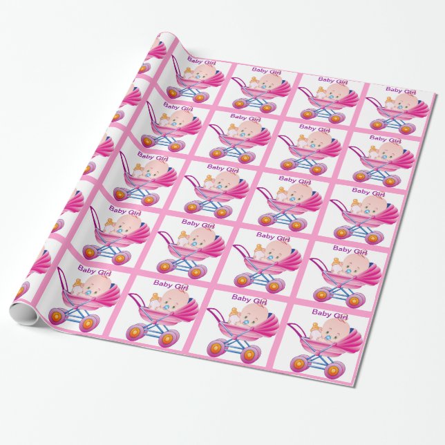 Baby Girl Shower Gift Wrap (Unrolled)