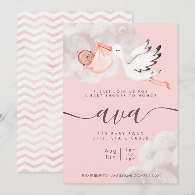 Baby Girl Shower Invitation (Front/Back)