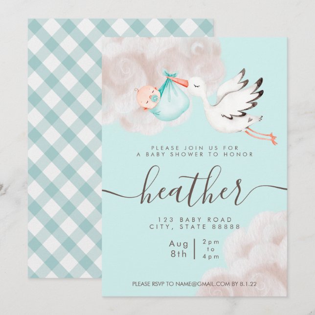 Baby Girl Shower Invitation (Front/Back)