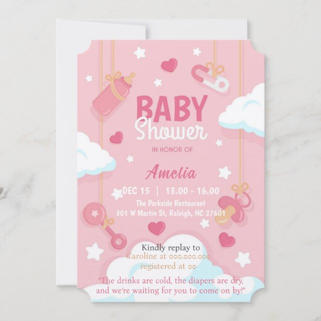Baby Girl Shower Invitation (Front)