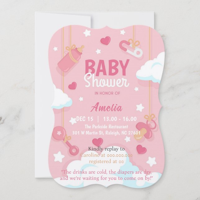 Baby Girl Shower Invitation (Front)