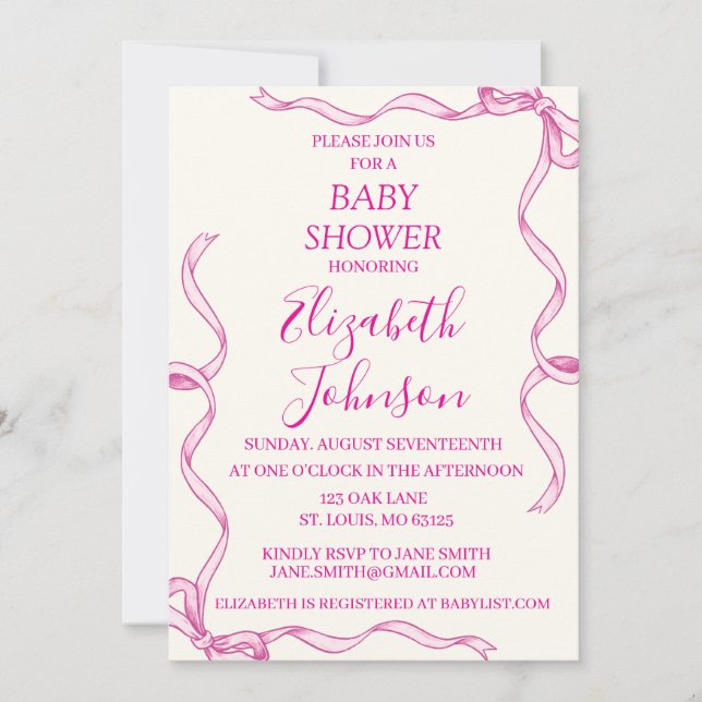 Baby Girl Shower Invitation (Front)
