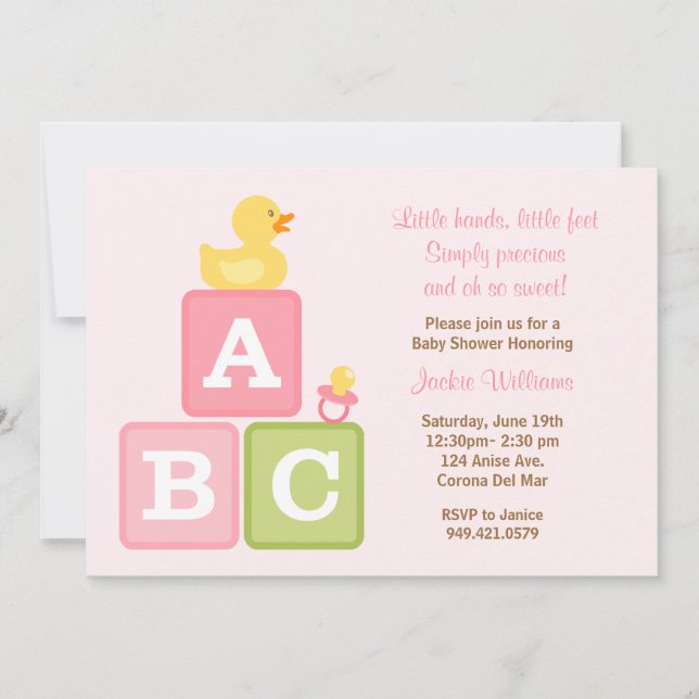 Baby Girl Shower Invitation (Front)