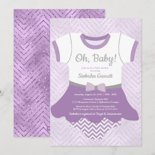 Baby girl Shower invitation, purple lavender glit Invitation