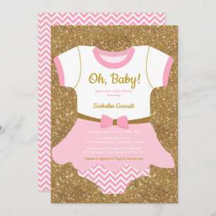 Baby girl Shower invitation, pyjamas, romper Invitation