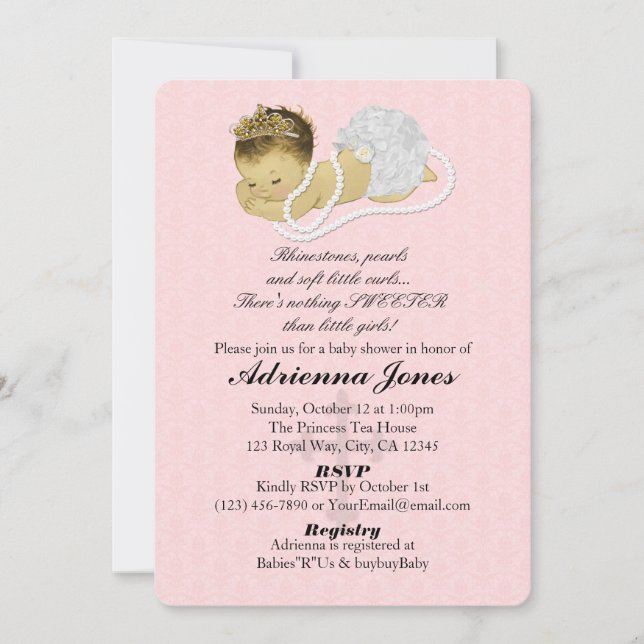 Baby Girl Shower Invitations PINK Princess 147 (Front)