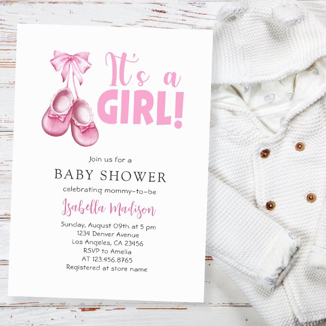 Baby Girl Shower It's a Girl Pink Invitation (Creator Uploaded)