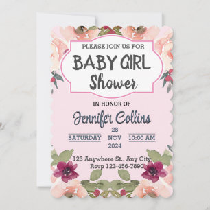 Baby Girl Shower Little Wildflower  Invitation