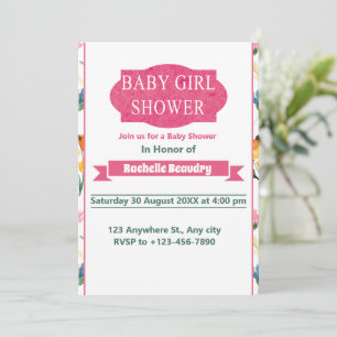 Baby Girl Shower Little wildflower Watercolor Invitation
