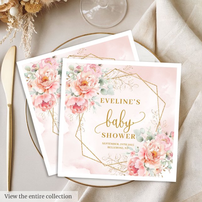 Baby Girl Shower pastel pink gold glitter napkins (Baby Girl Shower pastel pink gold glitter napkins

)