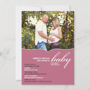 Baby Girl Shower Photo Flat Invitation
