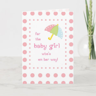 Baby Girl Shower, Pink Dots and Umbrella Invitation
