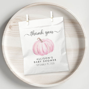 Baby Girl Shower Pink Pumpkin Thank You Favour Bags