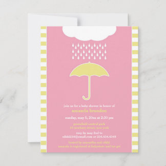 Baby Girl Shower Pink Umbrella Invitation