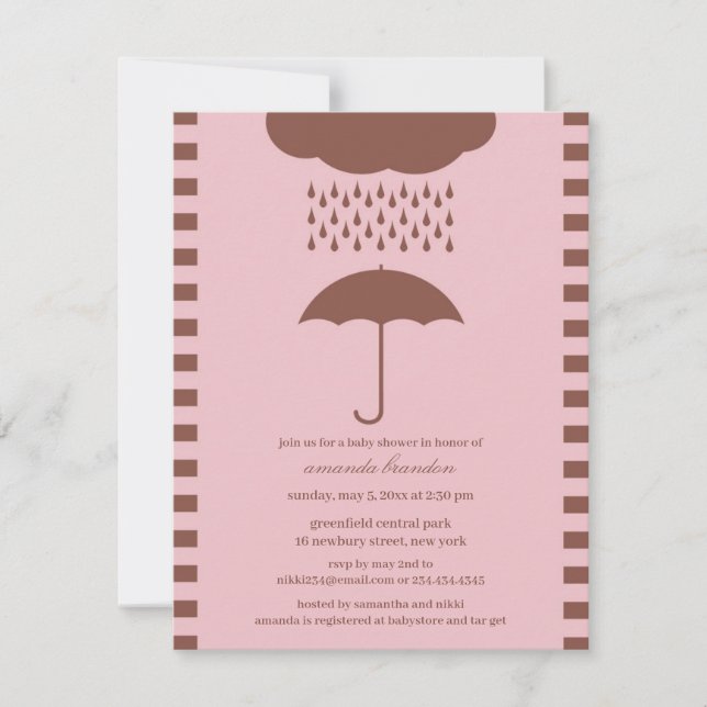 Baby Girl Shower Pink Umbrella Invitation (Front)