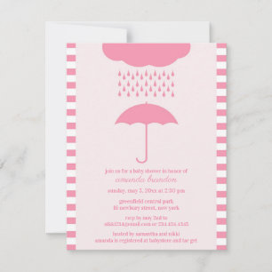 Baby Girl Shower Pink Umbrella Invitation
