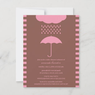 Baby Girl Shower Pink Umbrella Invitation