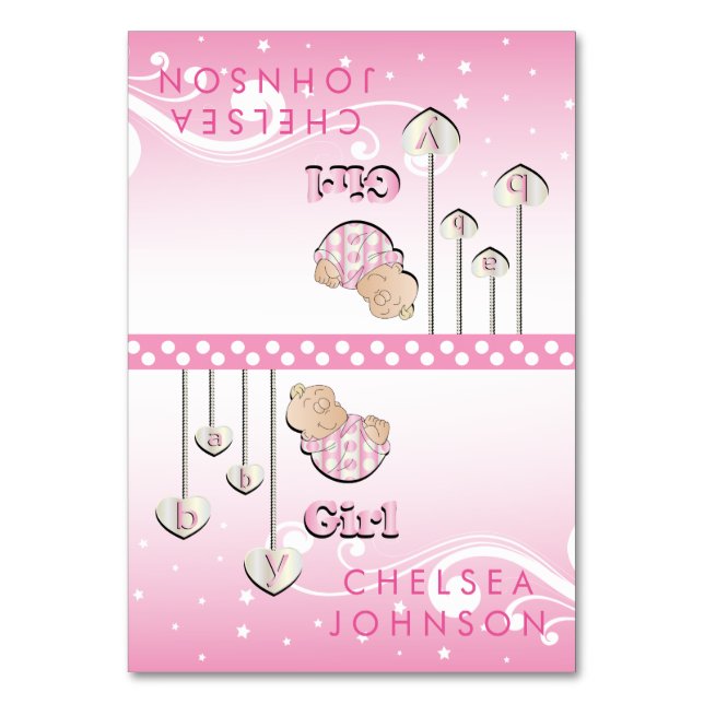 Baby Girl Shower | Place Cards (Front)