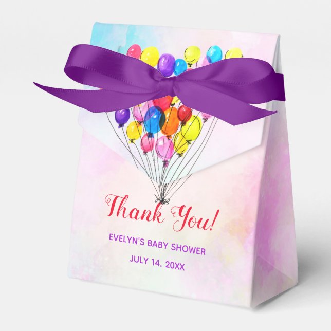 BABY GIRL SHOWER | Purple Rainbow BALLOON LOVE Favour Box (Front Side)