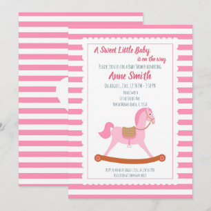 Baby girl Shower rocking horse Invitation