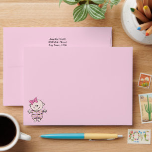 Baby Girl Shower Thank You Invitation Envelope