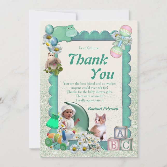 Baby Girl Shower Tweets Thank You Card (Front)