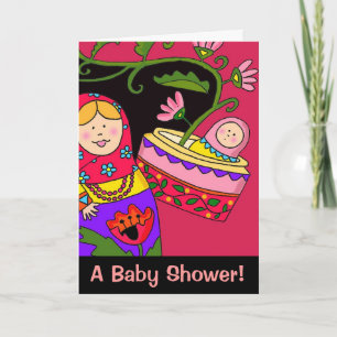 Baby Girl Shower Ukrainian Folk Art Invitation