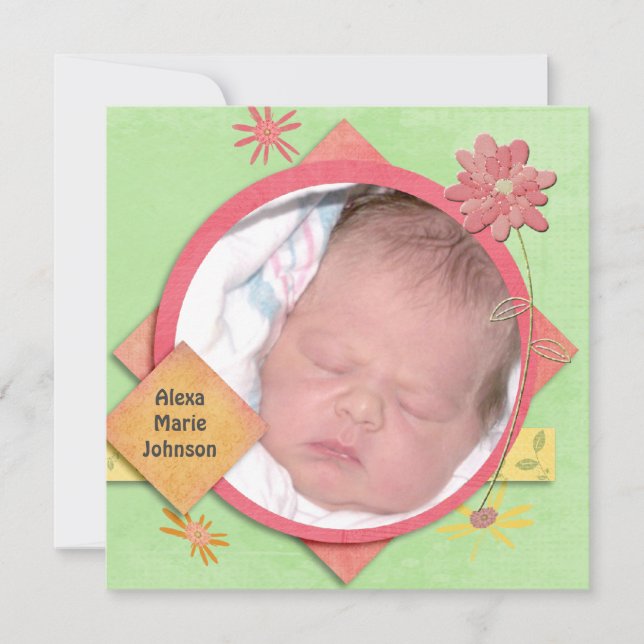 Baby Girl Shower with Custom Photo Invitation (Front)