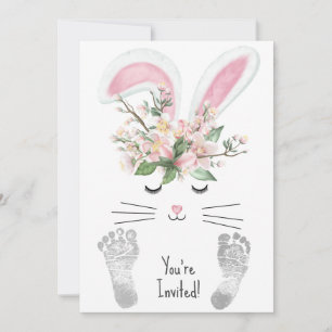 Baby Girl Shower with Cute Bunny  Invitation