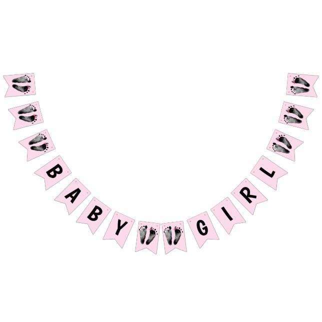Baby Girl Shower with Footprints Bunting (All)