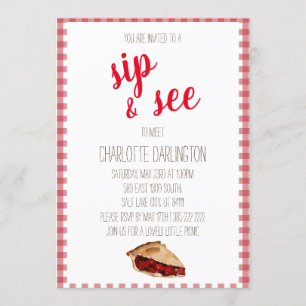Baby Girl simple rustic cute watercolor sip & see Invitation