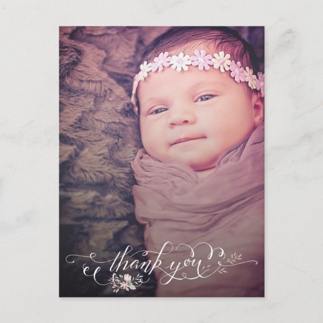 Baby Girl Sip & See Thank You Birth Announcement Postcard (Front)