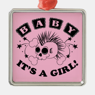 Baby Girl Skull Metal Tree Decoration