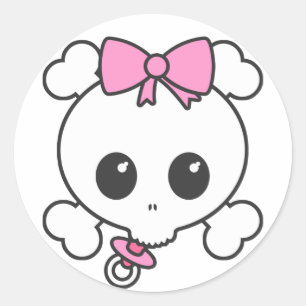 Baby Girl Skully Classic Round Sticker