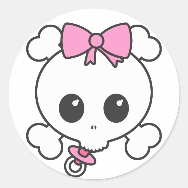 Baby Girl Skully Classic Round Sticker (Front)