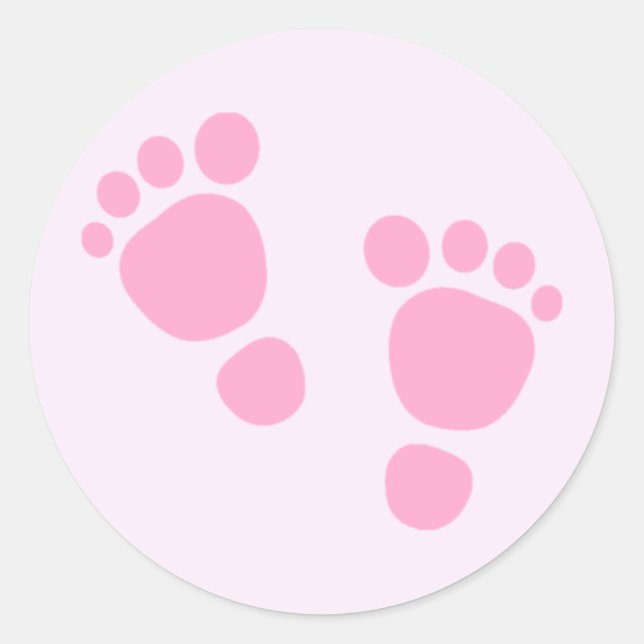 Baby Girl Sticker, Pink Feet Classic Round Sticker (Front)