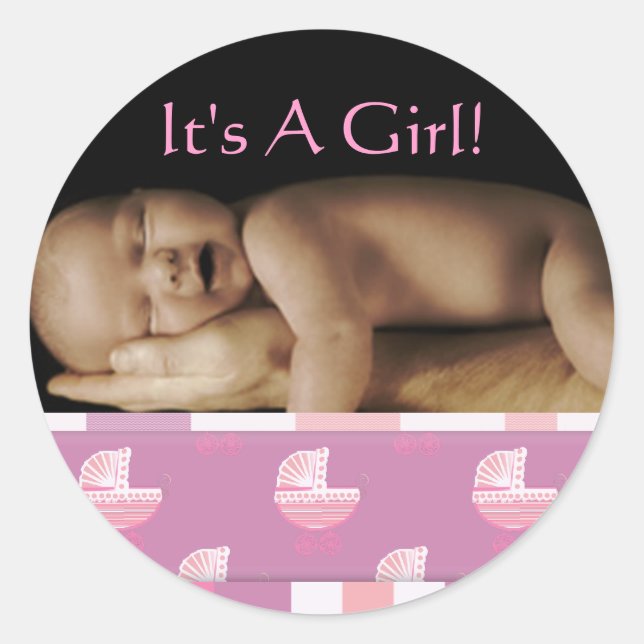 Baby Girl Stickers with your baby photo (Front)