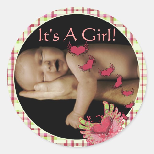 Baby Girl Stickers with your baby photo (Front)