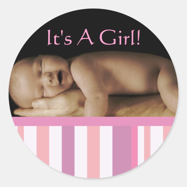 Baby Girl Stickers with your baby photo (Front)