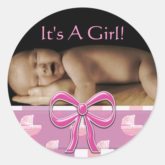 Baby Girl Stickers with your baby photo (Front)