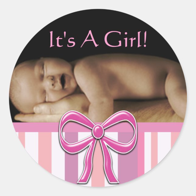 Baby Girl Stickers with your baby photo (Front)