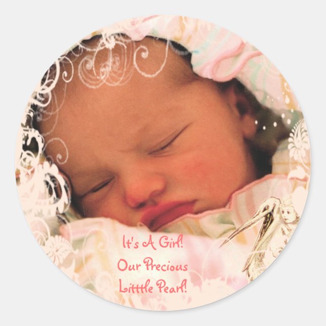Baby Girl Stickers with your baby photo (Front)