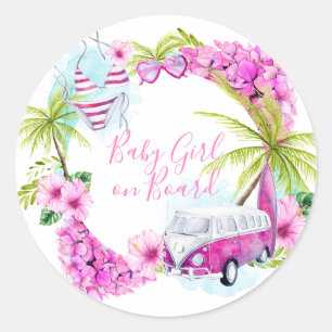 Baby Girl Surf Tropical Beach Stickers
