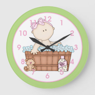 Baby Girl Taking a Bath Kid's Wall Clock