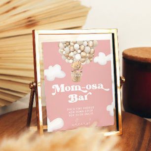 Baby Girl Teddy Bear Balloon Shower Mum-osa Bar Poster