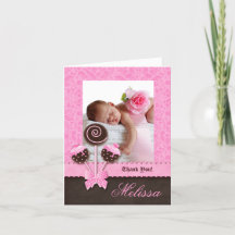 Baby Girl Thank You Card Cake Pops Pink Cute